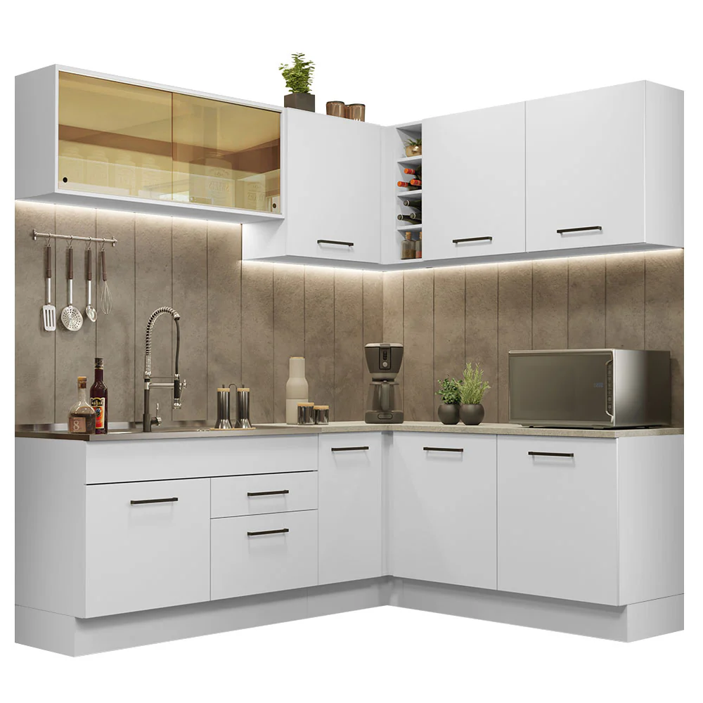 Armário de Cozinha Completa de Canto 389cm Branco Agata Madesa 01 - Image 2