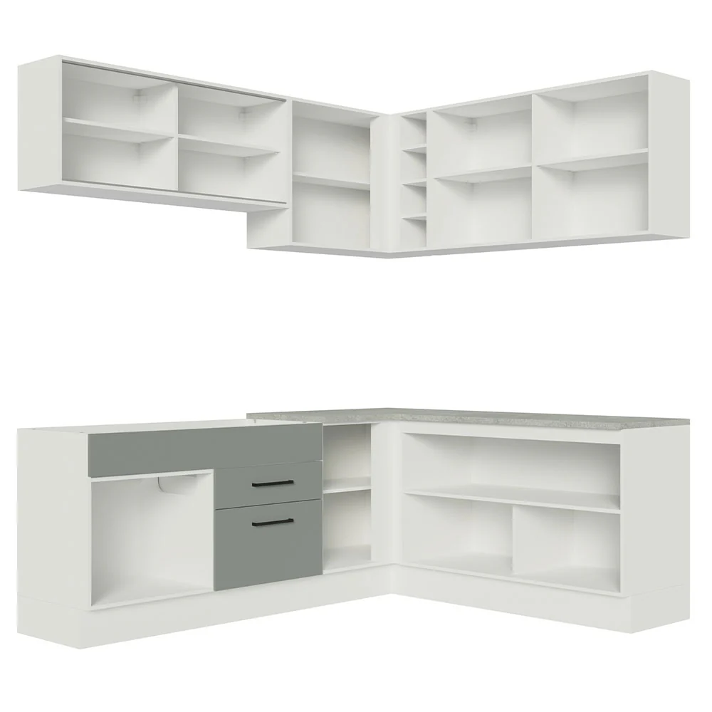 Armário de Cozinha Completa de Canto 389cm Branco Cinza Agata Madesa 01 - Image 11