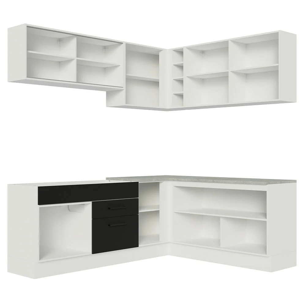 Armário de Cozinha Completa de Canto 389cm Branco Preto Agata Madesa 01 - Image 11