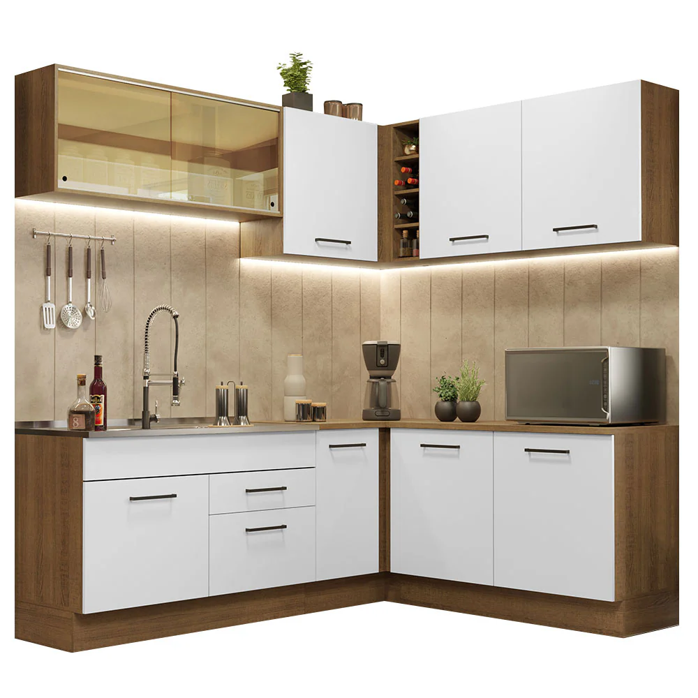 Armário de Cozinha Completa de Canto 389cm Rustic Branco Agata Madesa 01 - Image 2