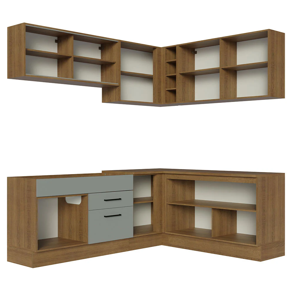 Armário de Cozinha Completa de Canto 389cm Rustic Cinza Agata Madesa 01 - Image 11