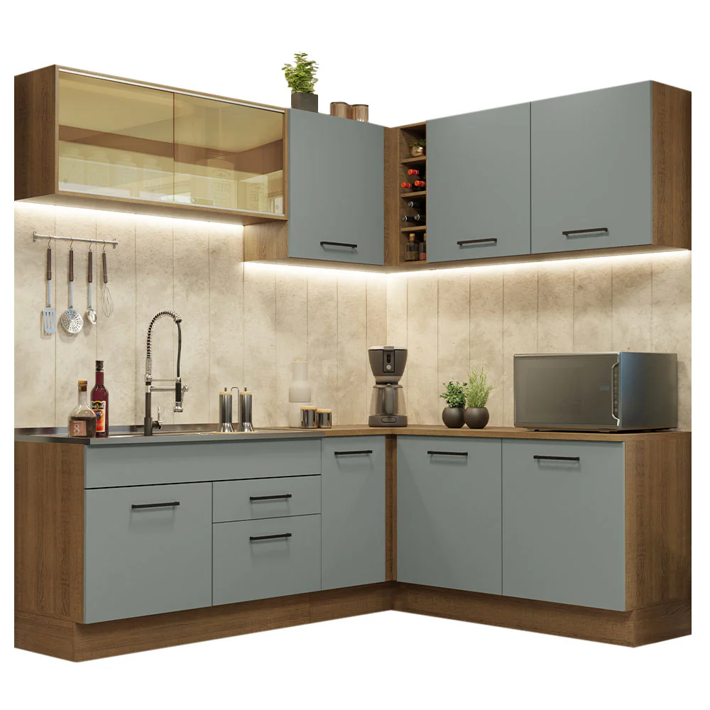 Armário de Cozinha Completa de Canto 389cm Rustic Cinza Agata Madesa 01 - Image 2