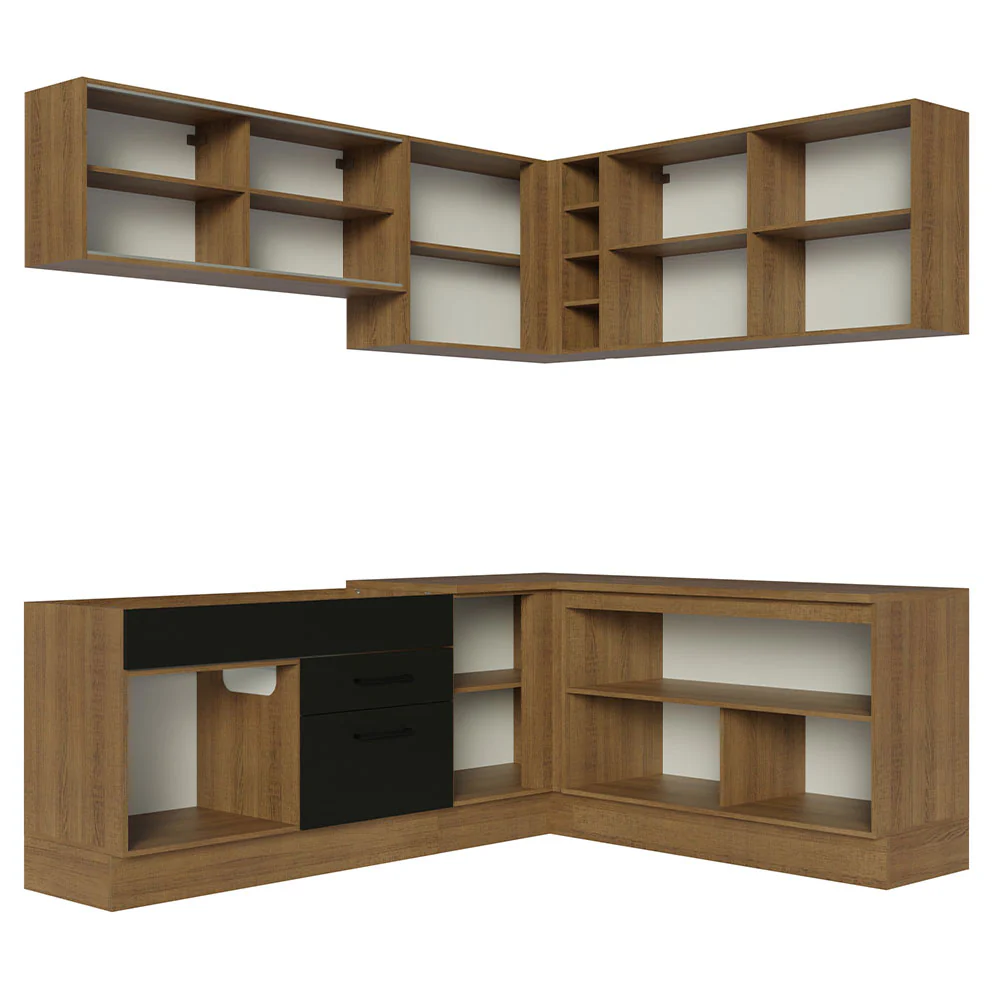 Armário de Cozinha Completa de Canto 389cm Rustic Preto Agata Madesa 01 - Image 11