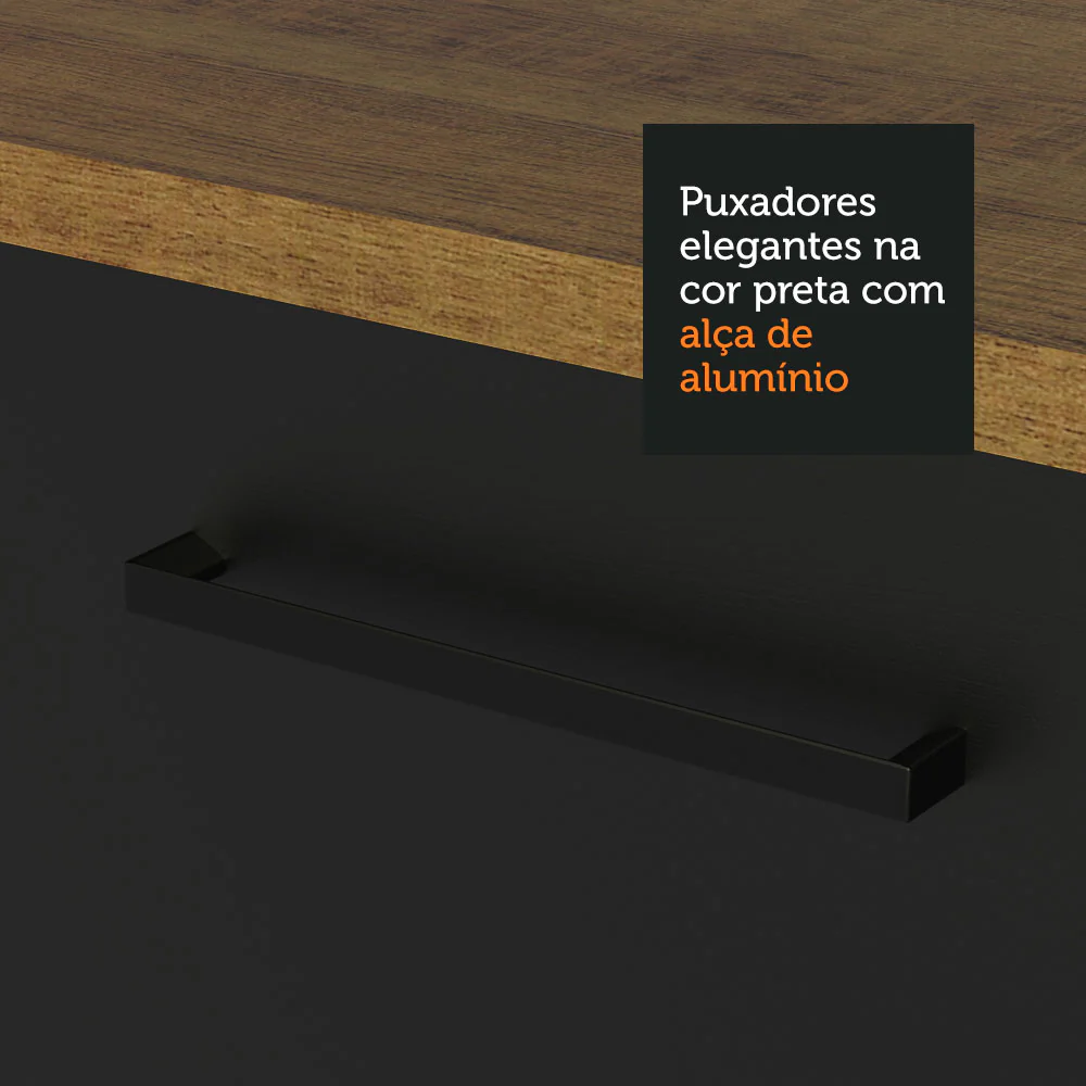 Armário de Cozinha Completa de Canto 389cm Rustic Preto Agata Madesa 01 - Image 6