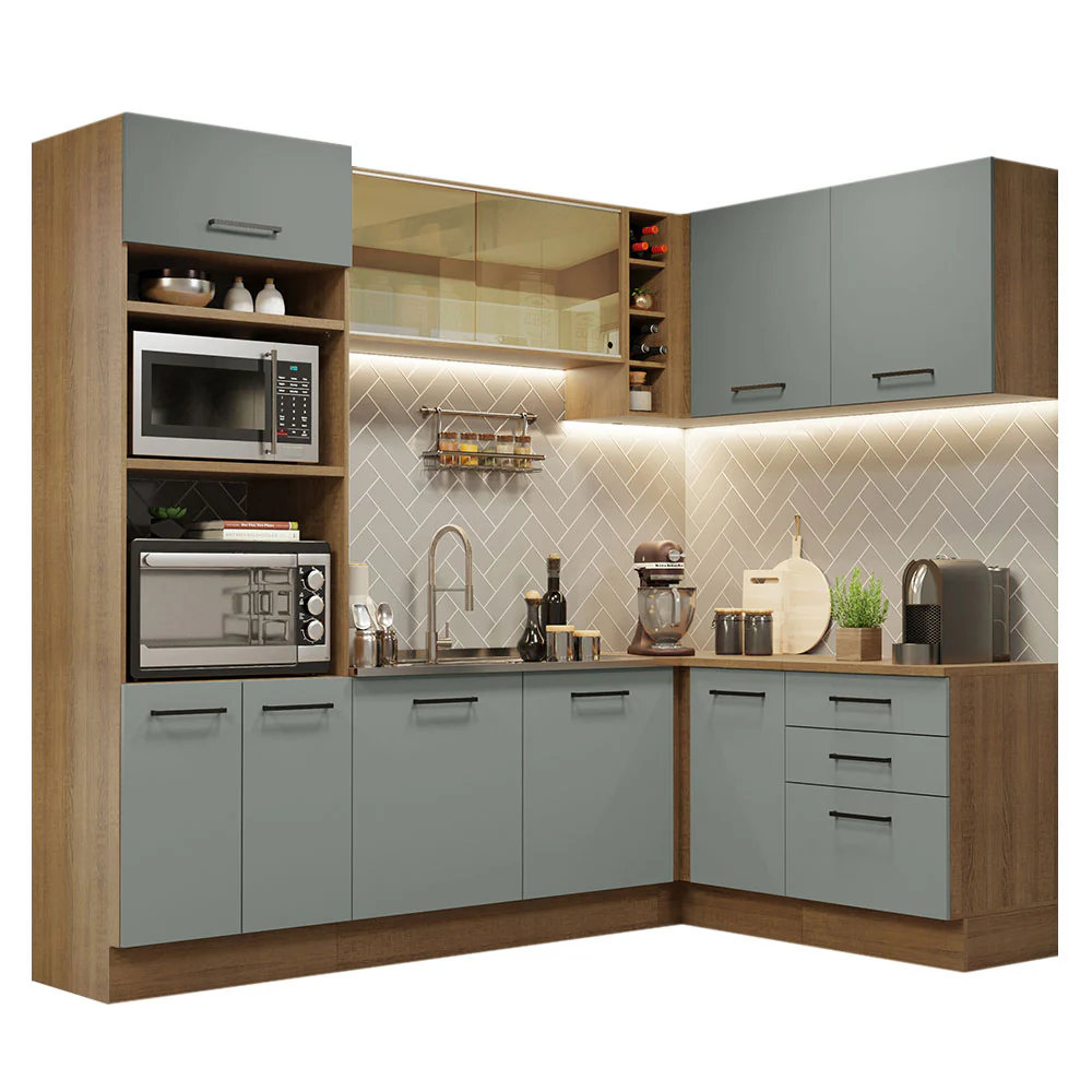 Armário de Cozinha Completa de Canto 399cm Rustic Cinza Agata Madesa 01 - Image 2