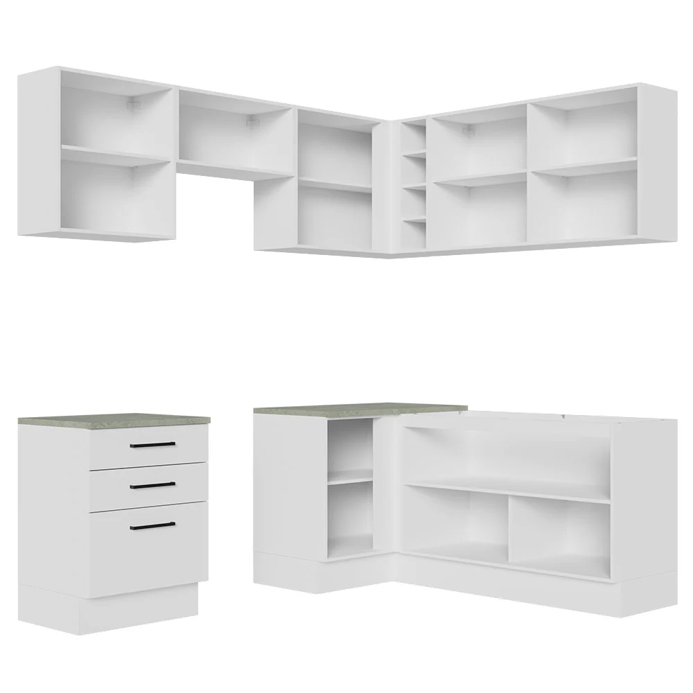 Armário de Cozinha Completa de Canto 399cm Branco Agata Madesa 02 - Image 11
