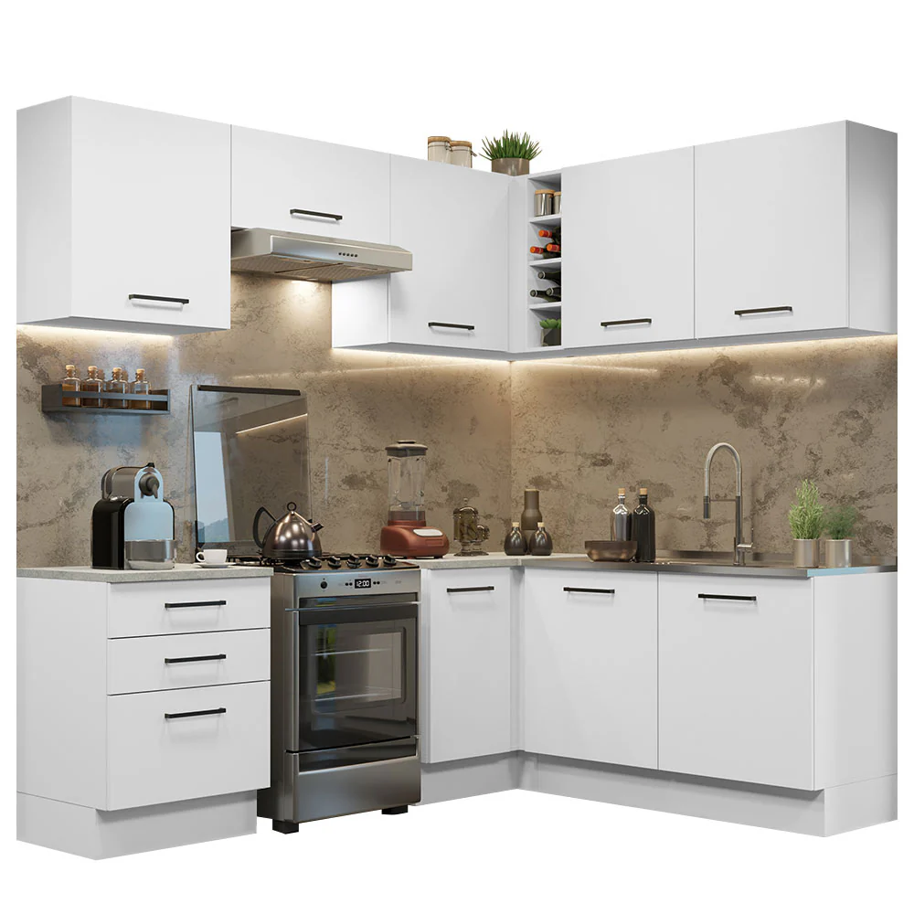 Armário de Cozinha Completa de Canto 399cm Branco Agata Madesa 02 - Image 2