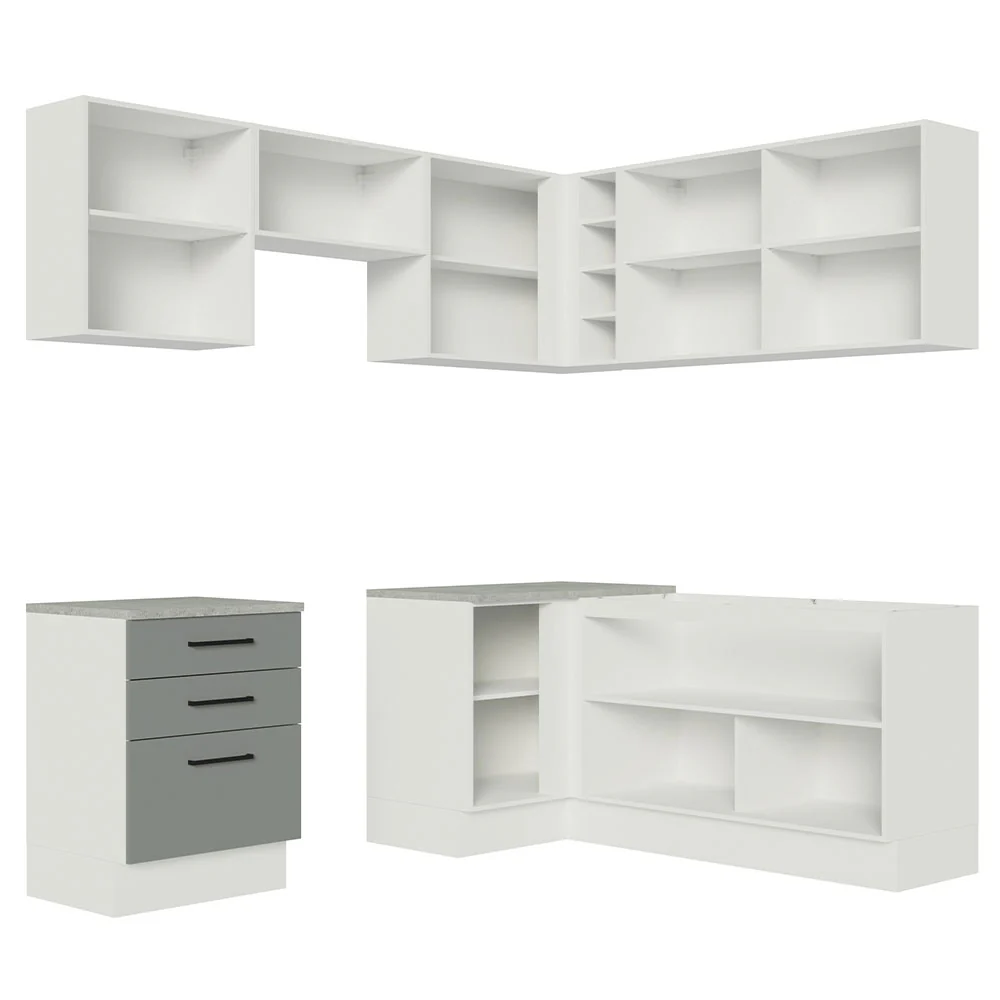 Armário de Cozinha Completa de Canto 399cm Branco Cinza Agata Madesa 02 - Image 11