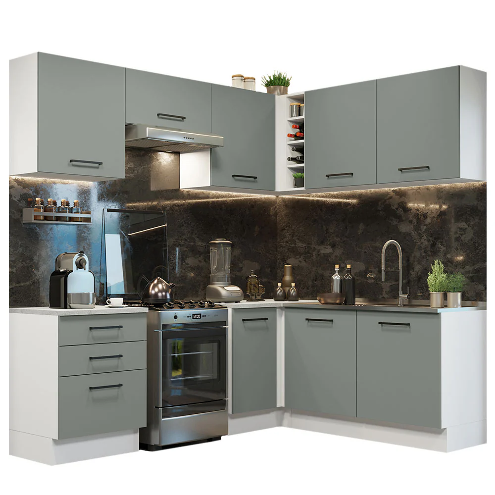 Armário de Cozinha Completa de Canto 399cm Branco Cinza Agata Madesa 02 - Image 2