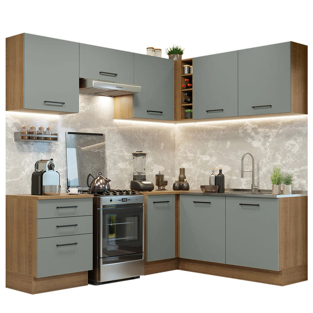 Armário de Cozinha Completa de Canto 399cm Rustic Cinza Agata Madesa 02 - Image 2