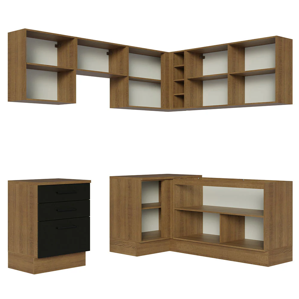 Armário de Cozinha Completa de Canto 399cm Rustic Preto Agata Madesa 02 - Image 11