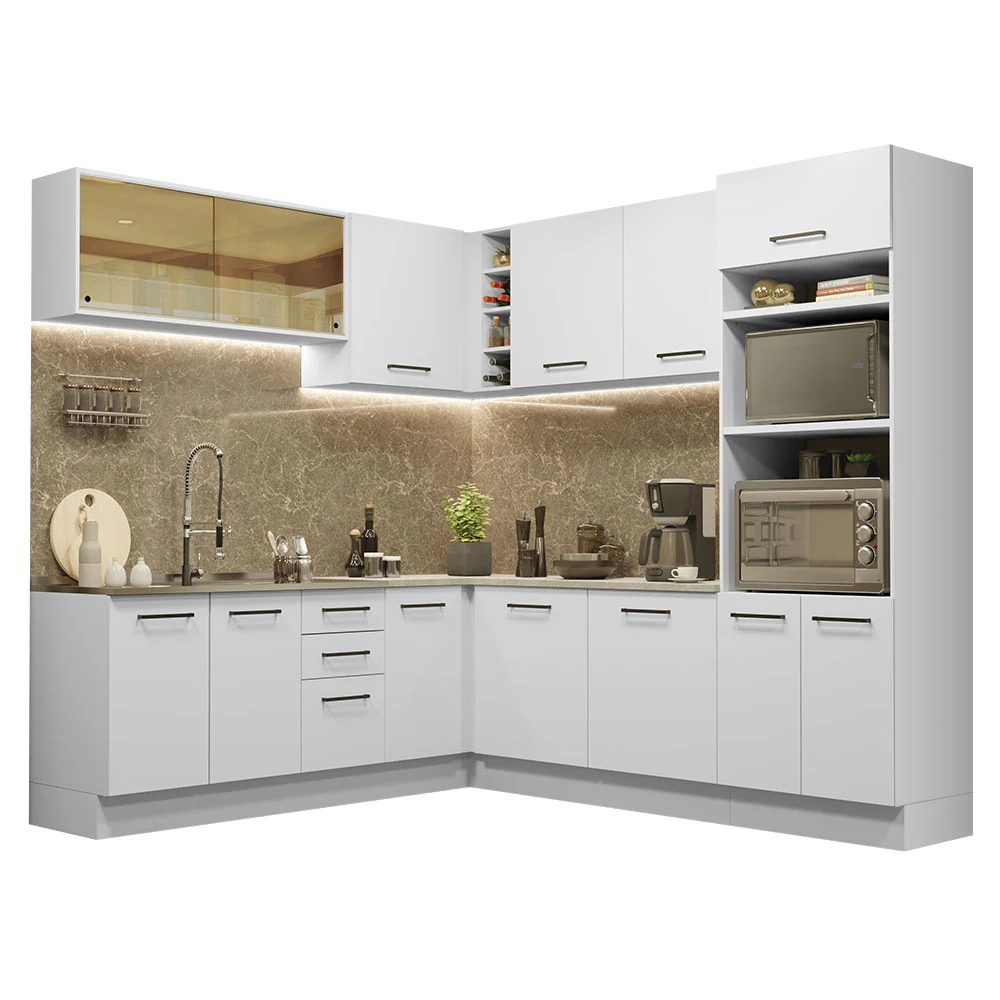 Armário de Cozinha Completa de Canto 459cm Branco Agata Madesa 01 - Image 2