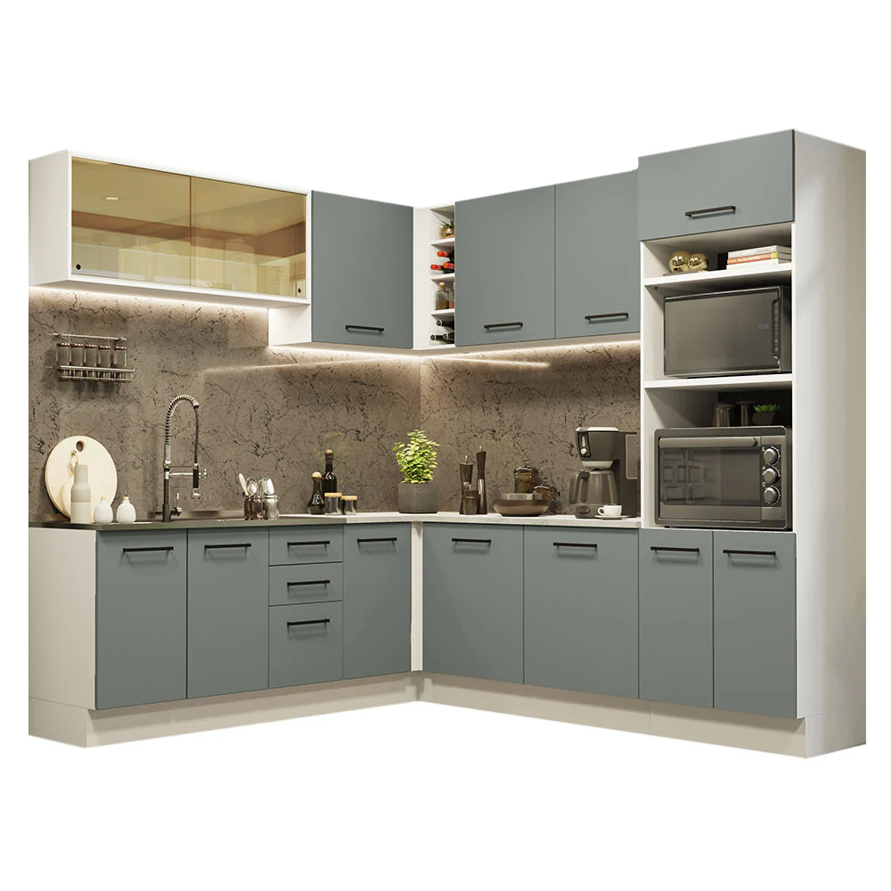 Armário de Cozinha Completa de Canto 459cm Branco Cinza Agata Madesa 01 - Image 2