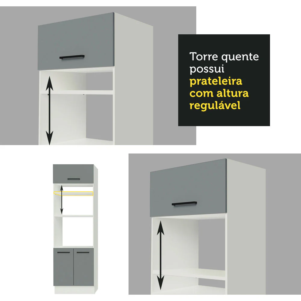 Armário de Cozinha Completa de Canto 459cm Branco Cinza Agata Madesa 01 - Image 8