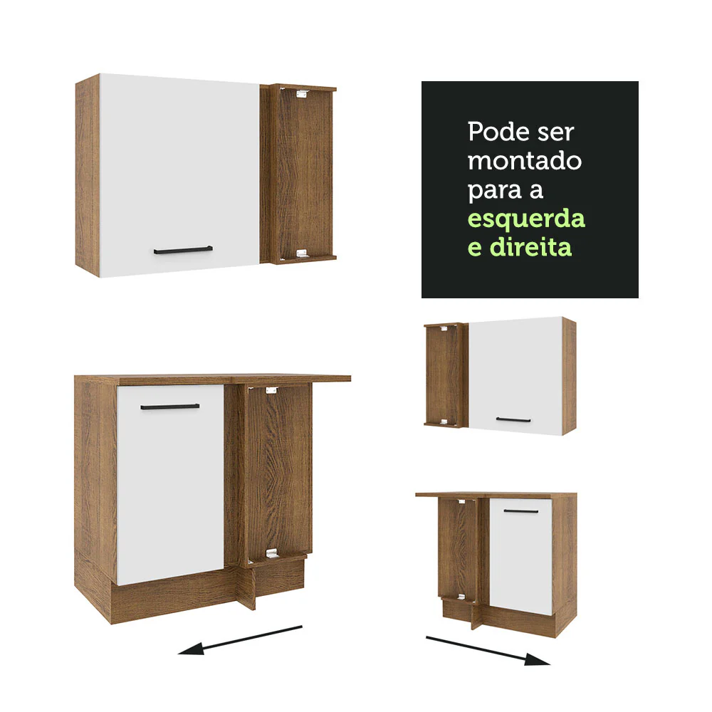 Armário de Cozinha Completa de Canto 459cm Rustic Branco Agata Madesa 01 - Image 9