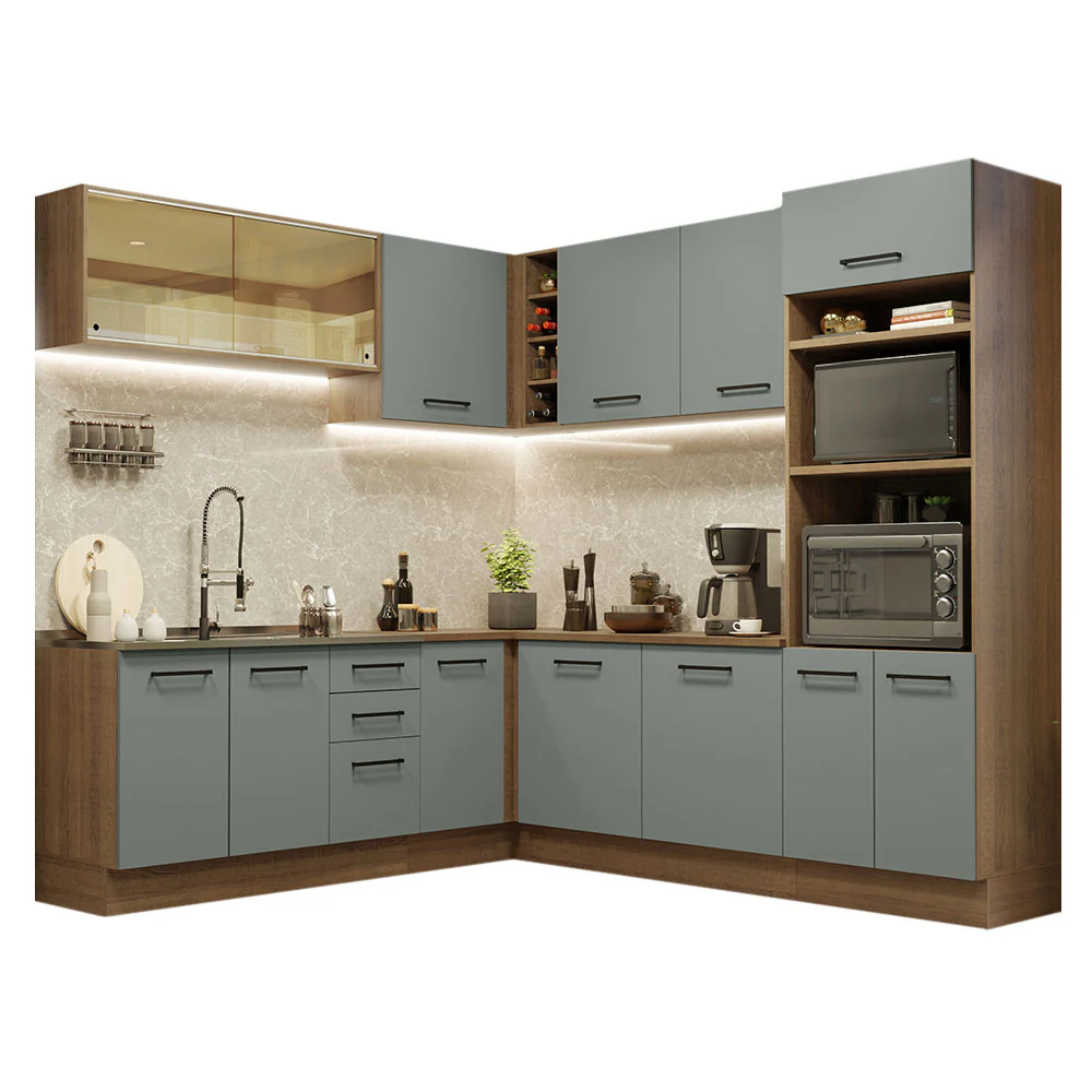 Armário de Cozinha Completa de Canto 459cm Rustic Cinza Agata Madesa 01 - Image 2