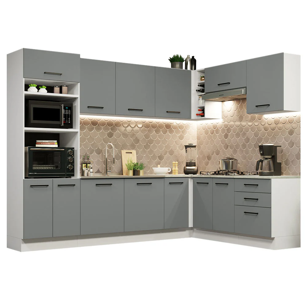 Armário de Cozinha Completa de Canto 479cm Branco Cinza Agata Madesa 01 - Image 2