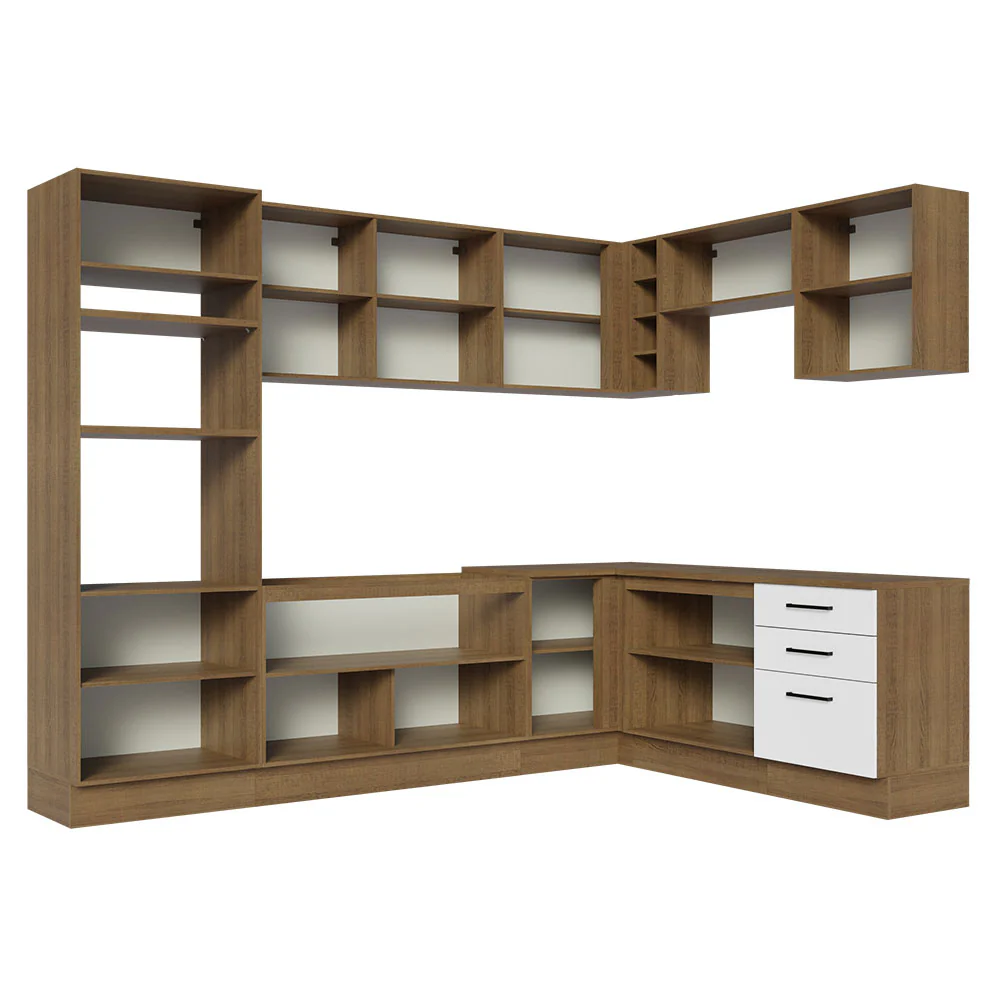 Armário de Cozinha Completa de Canto 479cm Rustic Branco Agata Madesa 01 - Image 12