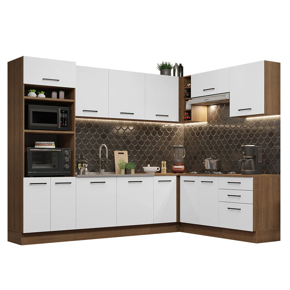 Armário de Cozinha Completa de Canto 479cm Rustic Branco Agata Madesa 01 - Image 2