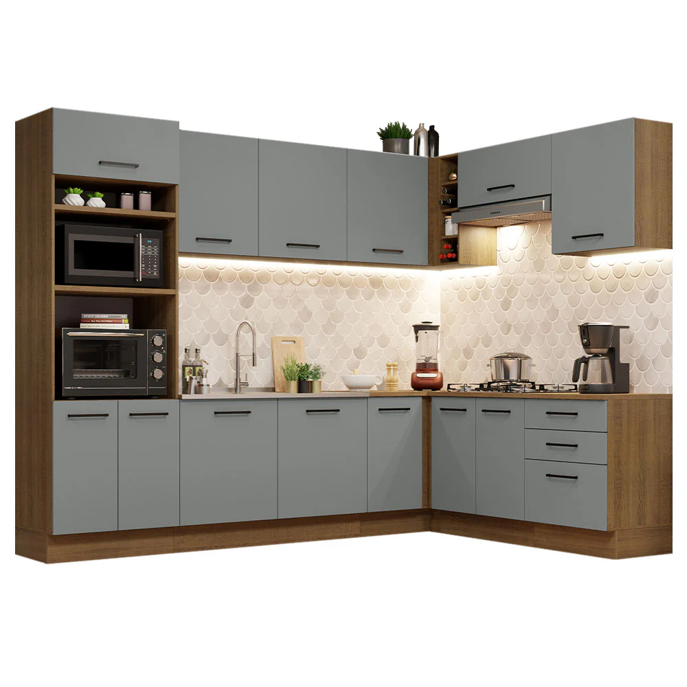 Armário de Cozinha Completa de Canto 479cm Rustic Cinza Agata Madesa 01 - Image 2