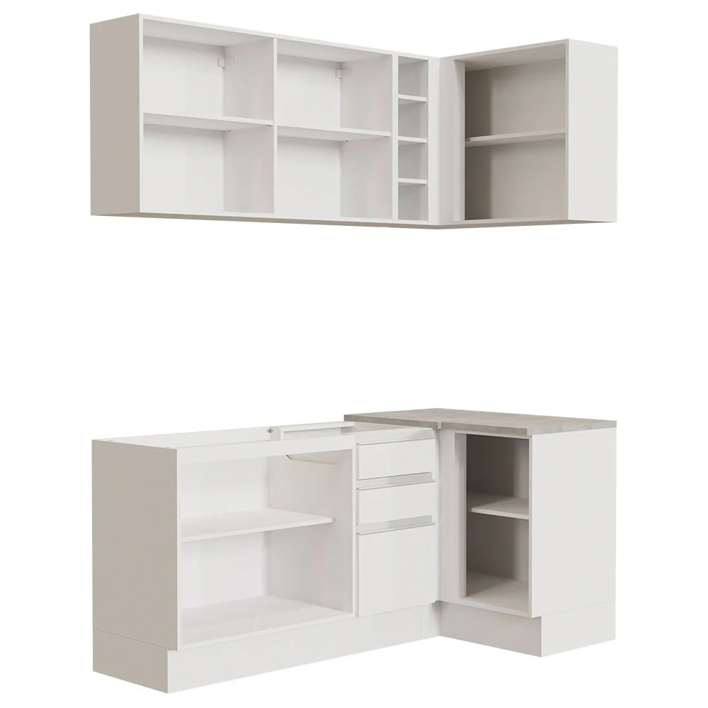 Armário de Cozinha Compacta de Canto 269cm Branco Glamy Madesa 01 - Image 12