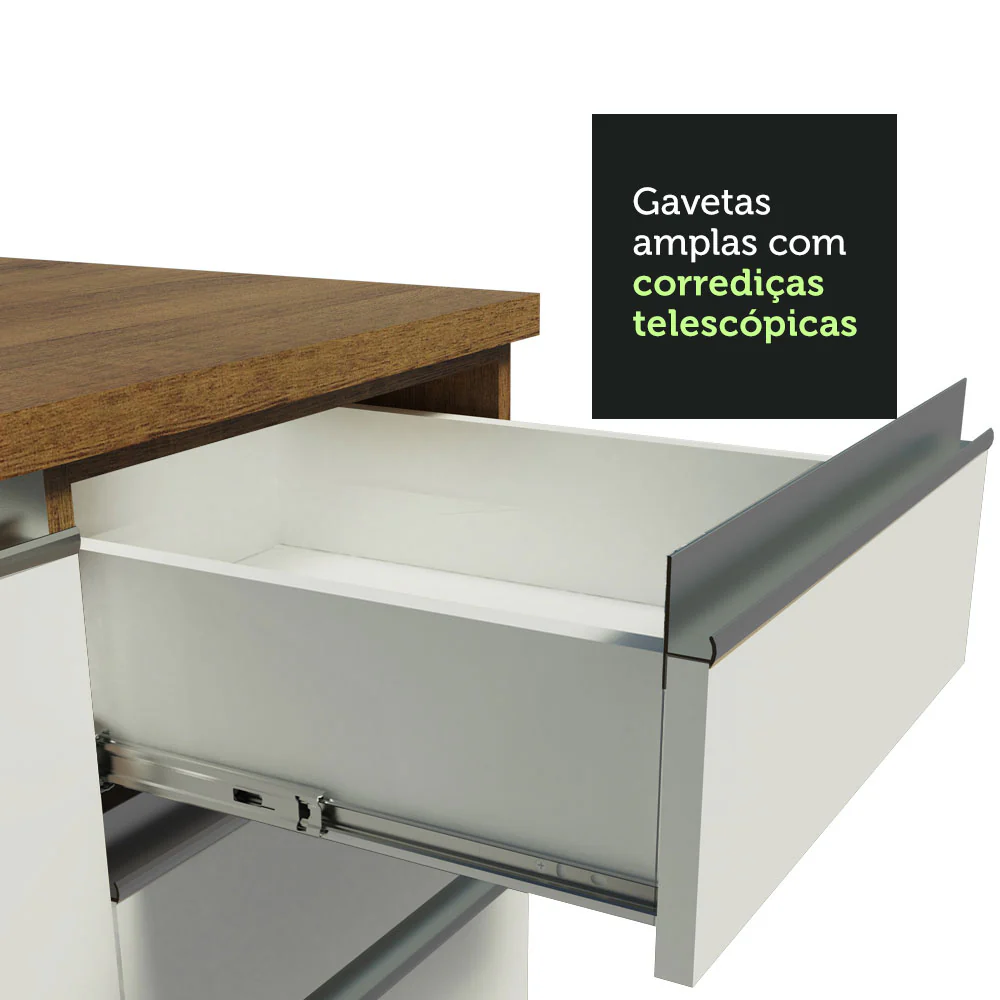 Armário de Cozinha Compacta de Canto 269cm Rustic/Branco Glamy Madesa 01 - Image 8