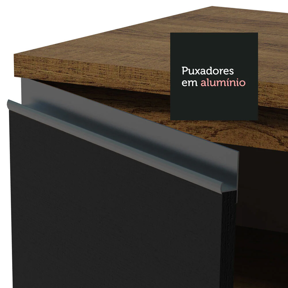 Armário de Cozinha Compacta de Canto 269cm Rustic/Preto Glamy Madesa 01 - Image 7