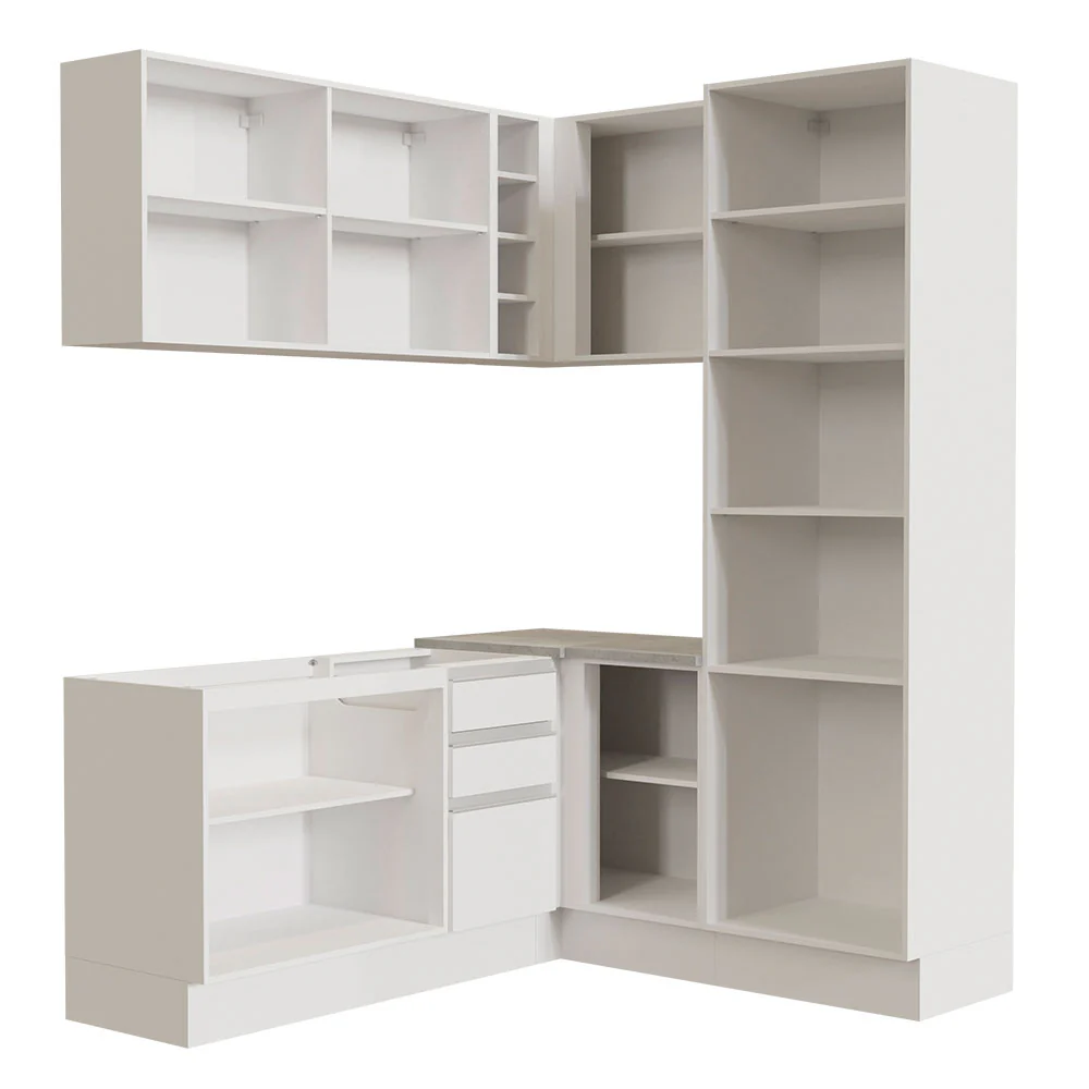 Armário de Cozinha Completa de Canto 329cm Branco Glamy Madesa 01 - Image 11