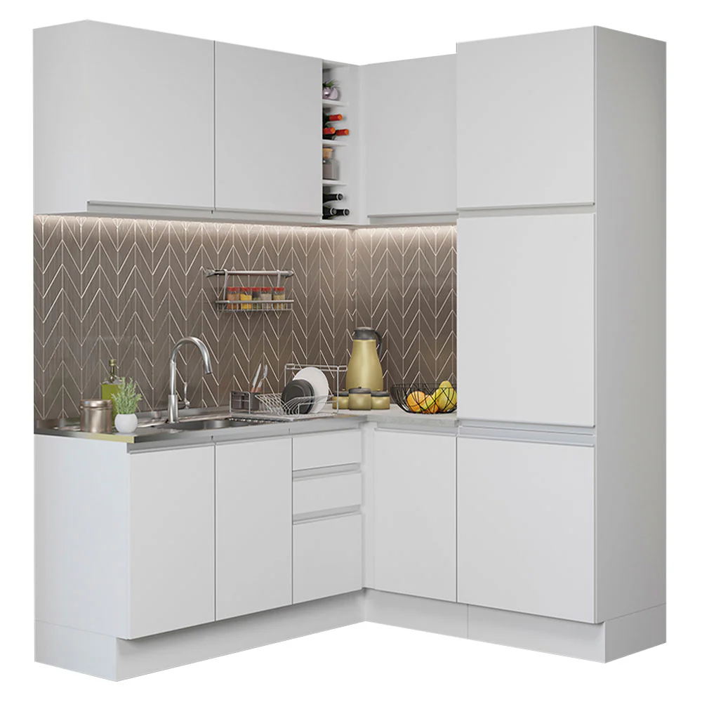 Armário de Cozinha Completa de Canto 329cm Branco Glamy Madesa 01 - Image 2