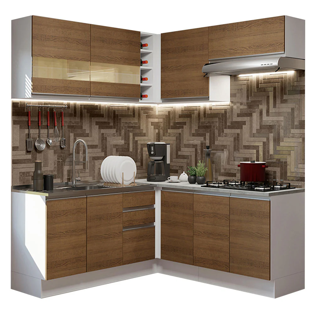 Armário de Cozinha Completa de Canto 349cm Branco/Rustic Glamy Madesa 01 - Image 2
