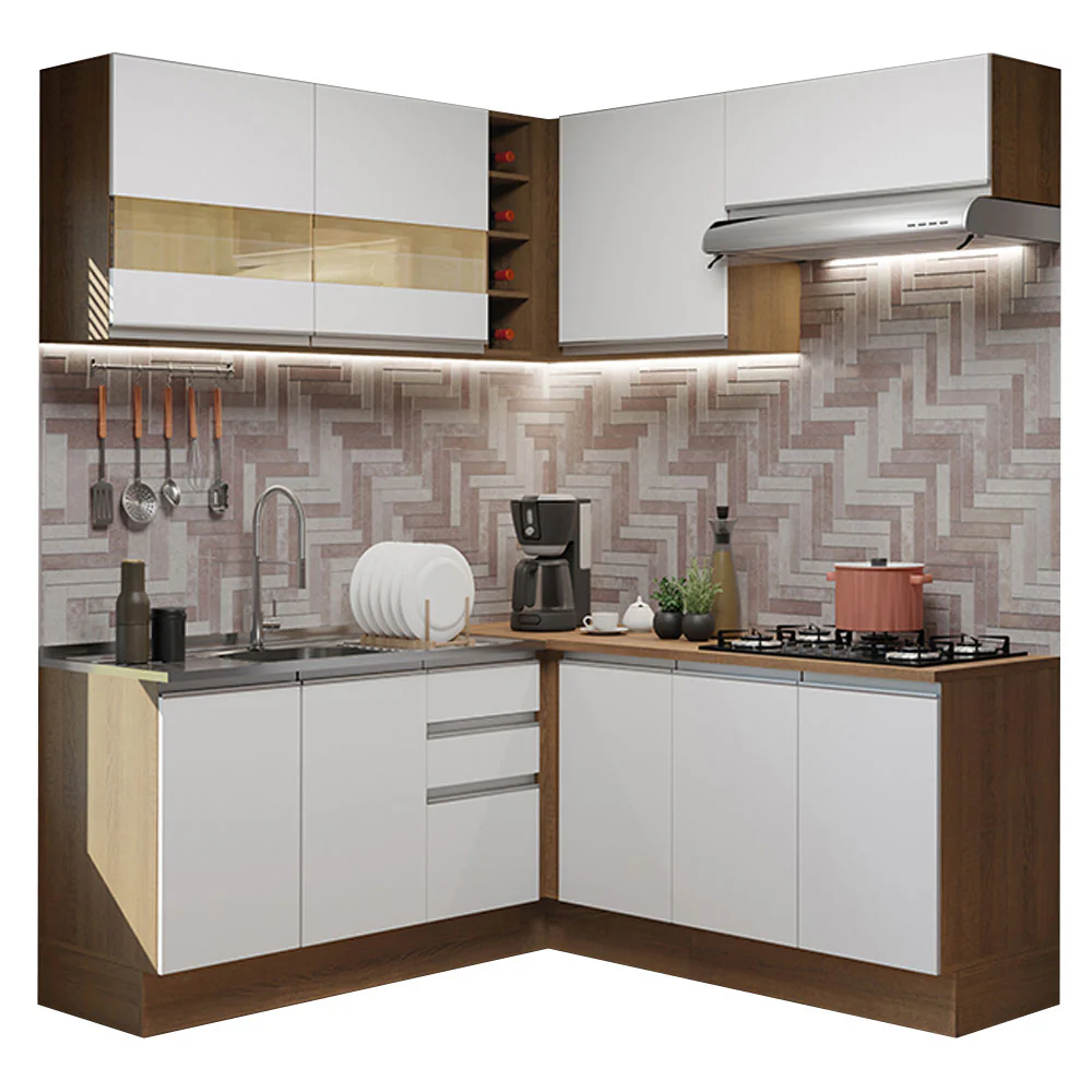 Armário de Cozinha Completa de Canto 349cm Rustic/Branco Glamy Madesa 01 - Image 2