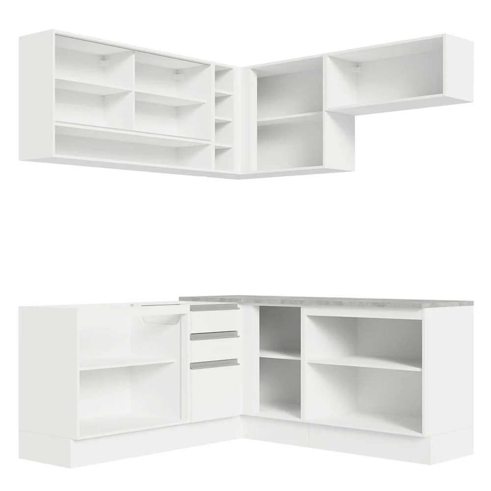 Armário de Cozinha Completa de Canto 349cm Branco Glamy Madesa 02 - Image 11
