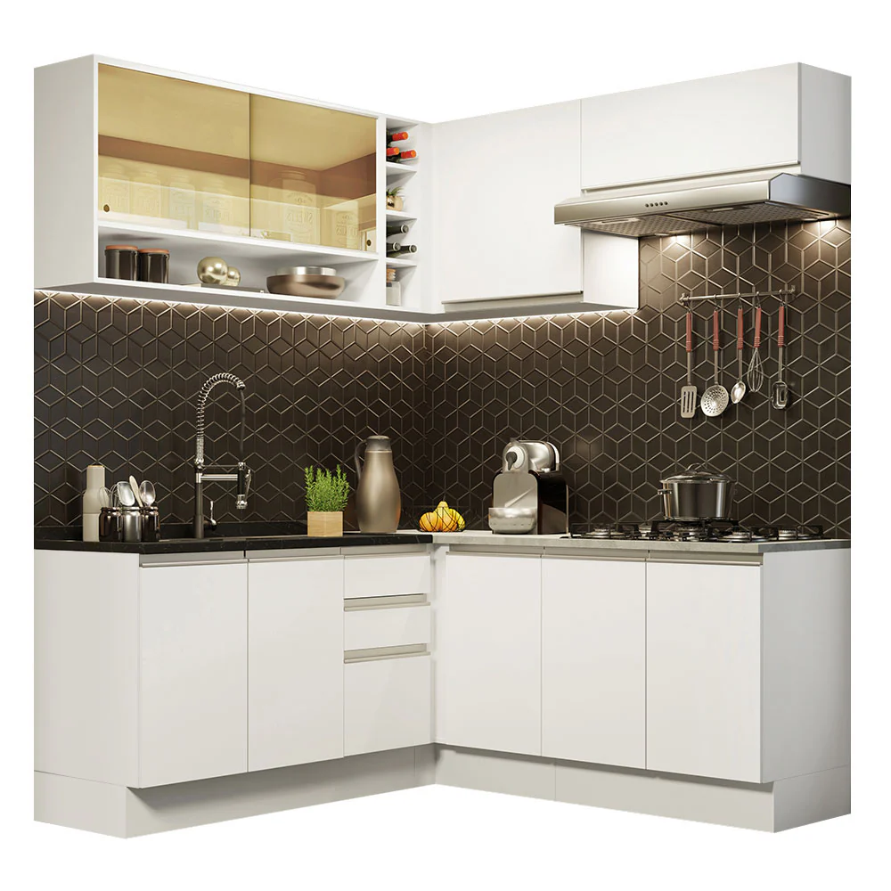 Armário de Cozinha Completa de Canto 349cm Branco Glamy Madesa 02 - Image 2
