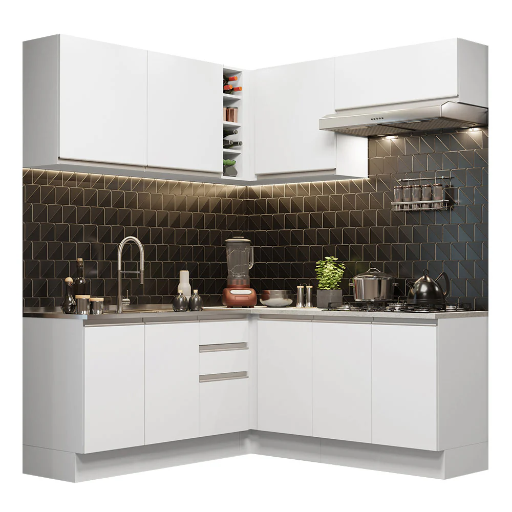 Armário de Cozinha Completa de Canto 349cm Branco Glamy Madesa 03 - Image 2