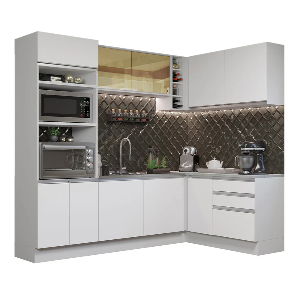 Armário de Cozinha Completa de Canto 399cm Branco Glamy Madesa 02 - Image 2