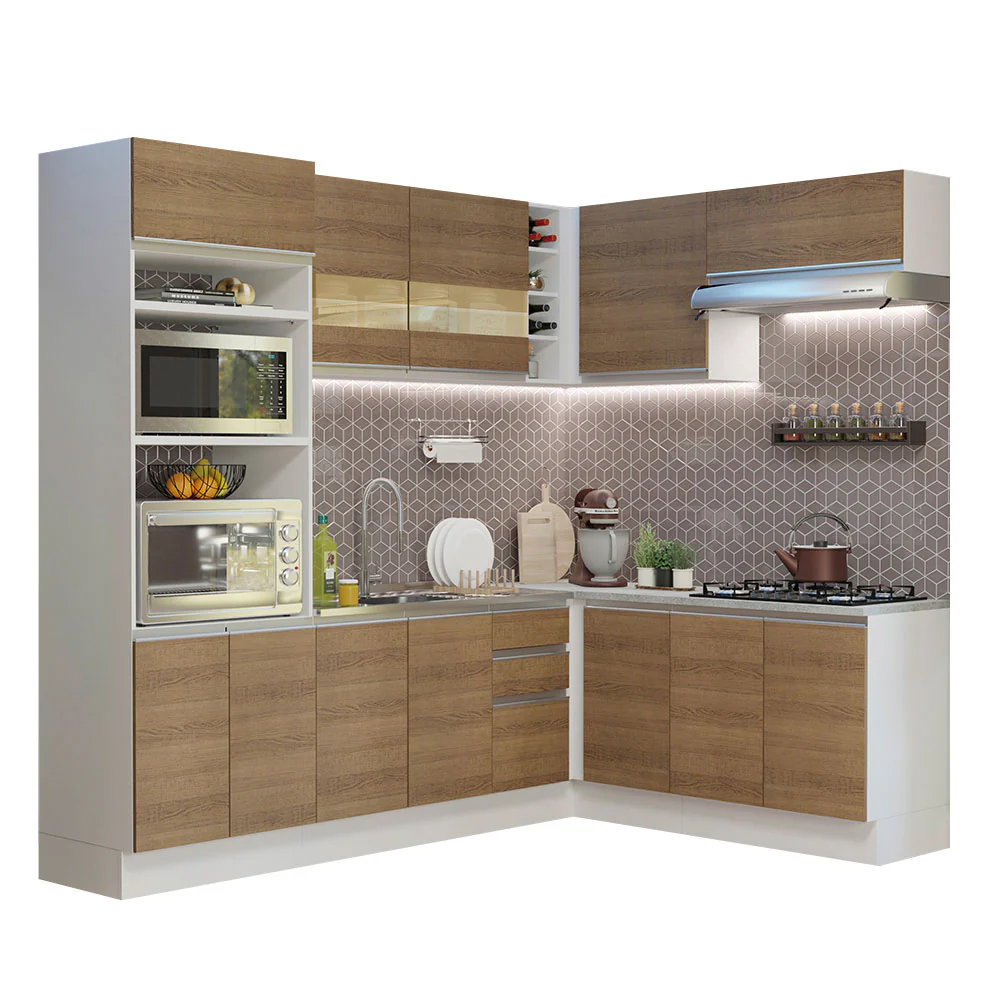 Armário de Cozinha Completa de Canto 419cm Branco/Rustic Glamy Madesa 01 - Image 2
