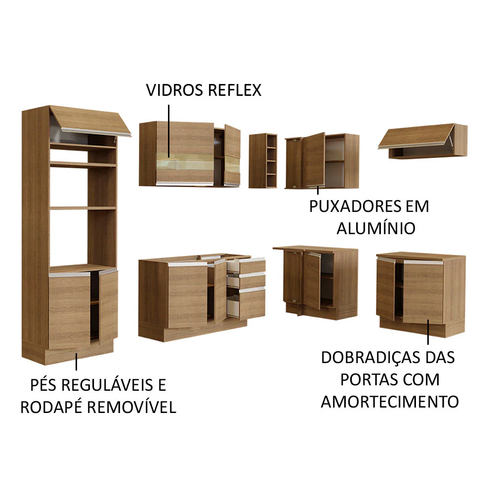 Armário de Cozinha Completa de Canto 419cm Rustic Glamy Madesa 01 - Image 4