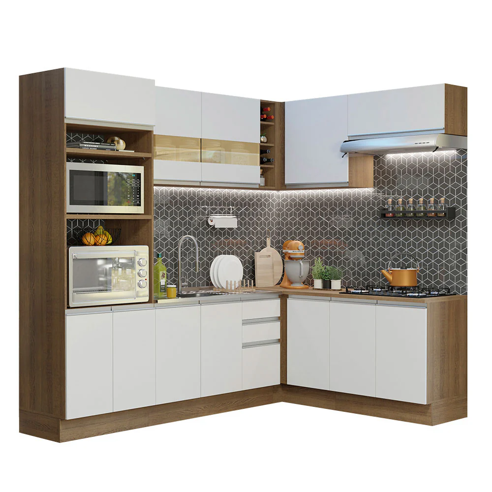 Armário de Cozinha Completa de Canto 419cm Rustic/Branco Glamy Madesa 01 - Image 2