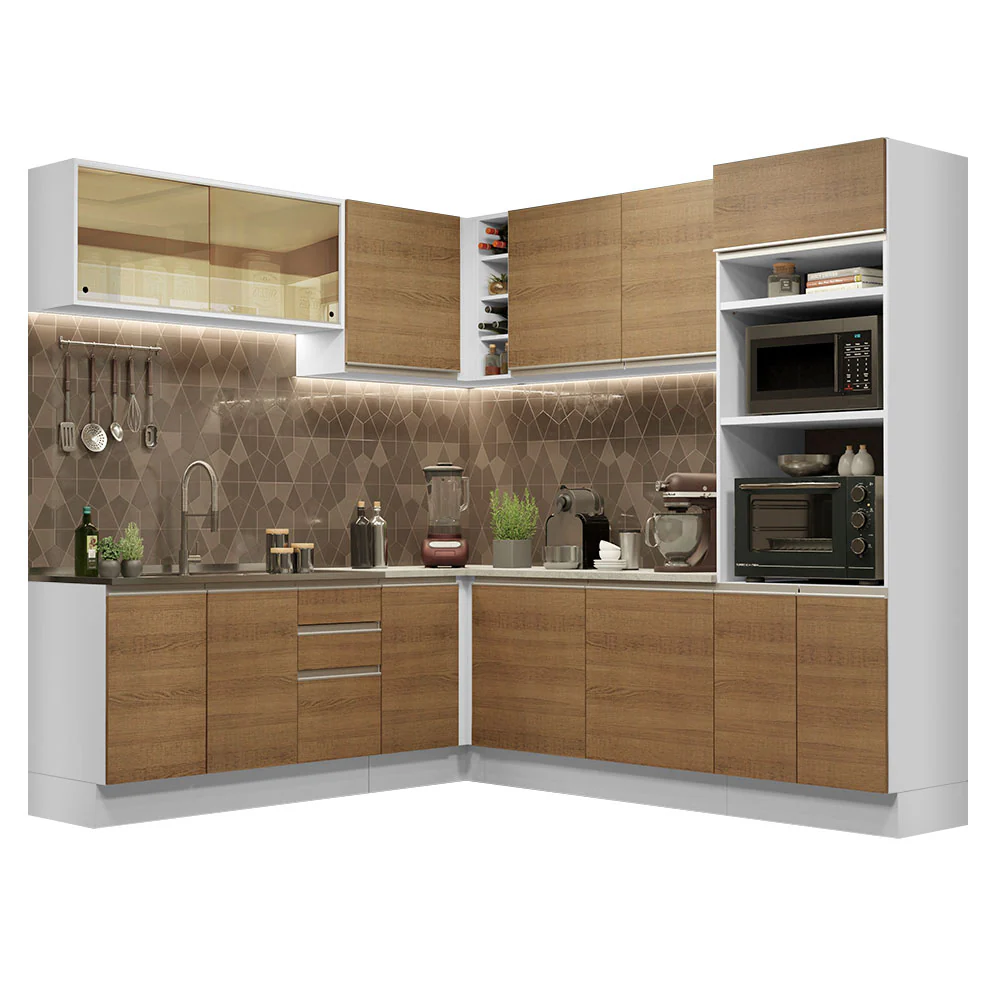Armário de Cozinha Completa de Canto 459cm Branco Rustic Glamy Madesa 01 - Image 2