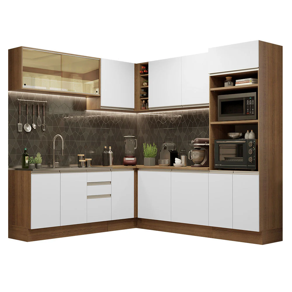 Armário de Cozinha Completa de Canto 459cm Rustic Branco Glamy Madesa 01 - Image 2