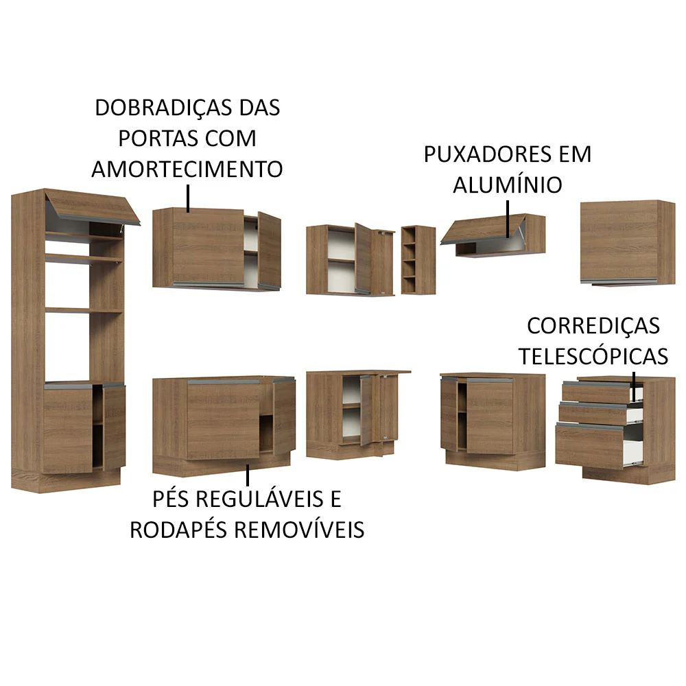 Armário de Cozinha Completa de Canto 479cm Rustic Glamy Madesa 01 - Image 4