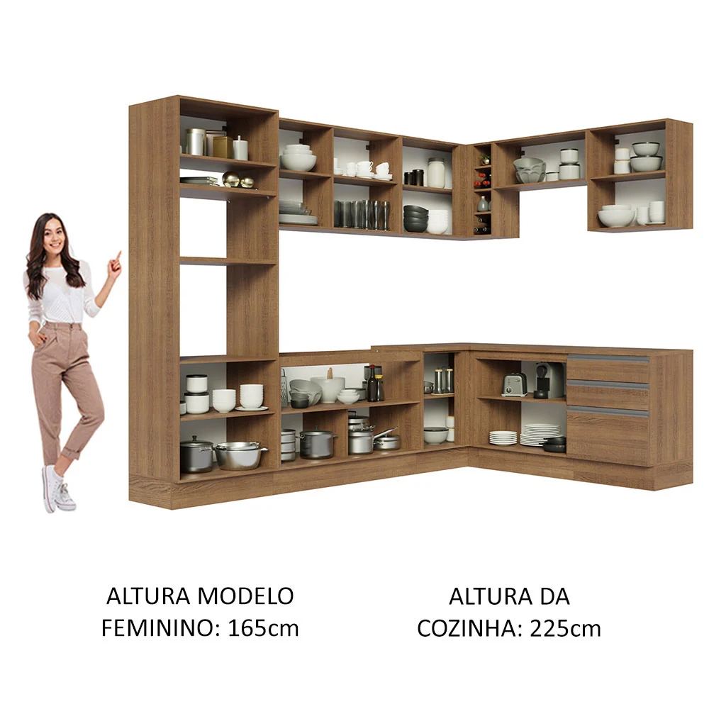 Armário de Cozinha Completa de Canto 479cm Rustic Glamy Madesa 01 - Image 5