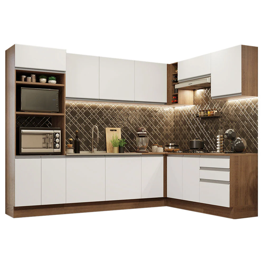 Armário de Cozinha Completa de Canto 479cm Rustic Branco Glamy Madesa 01 - Image 2
