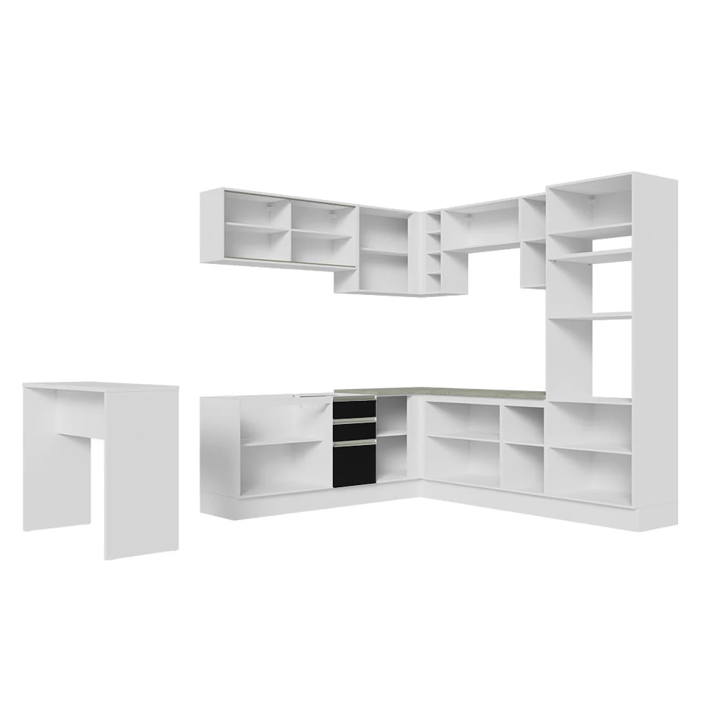 Armário de Cozinha Completa de Canto 504cm Branco/Preto Glamy Madesa 01 - Image 12