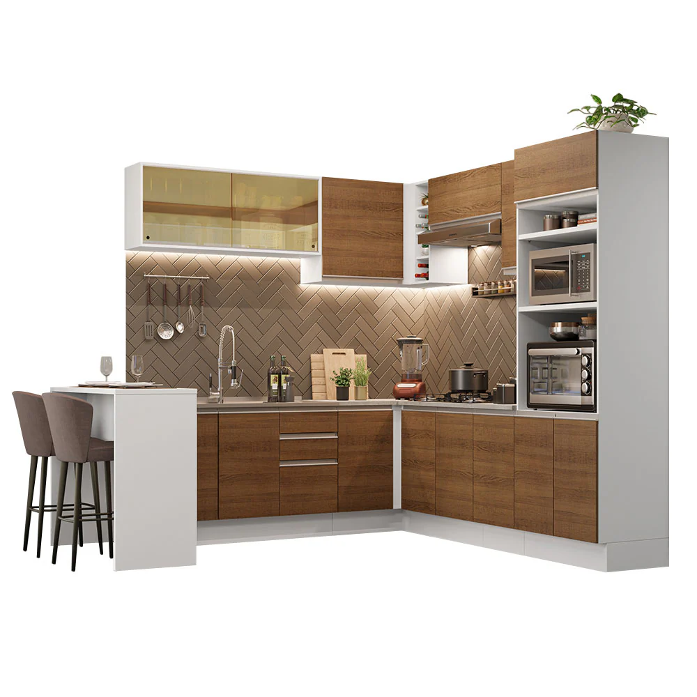 Armário de Cozinha Completa de Canto 504cm Branco/Rustic Glamy Madesa 01 - Image 2