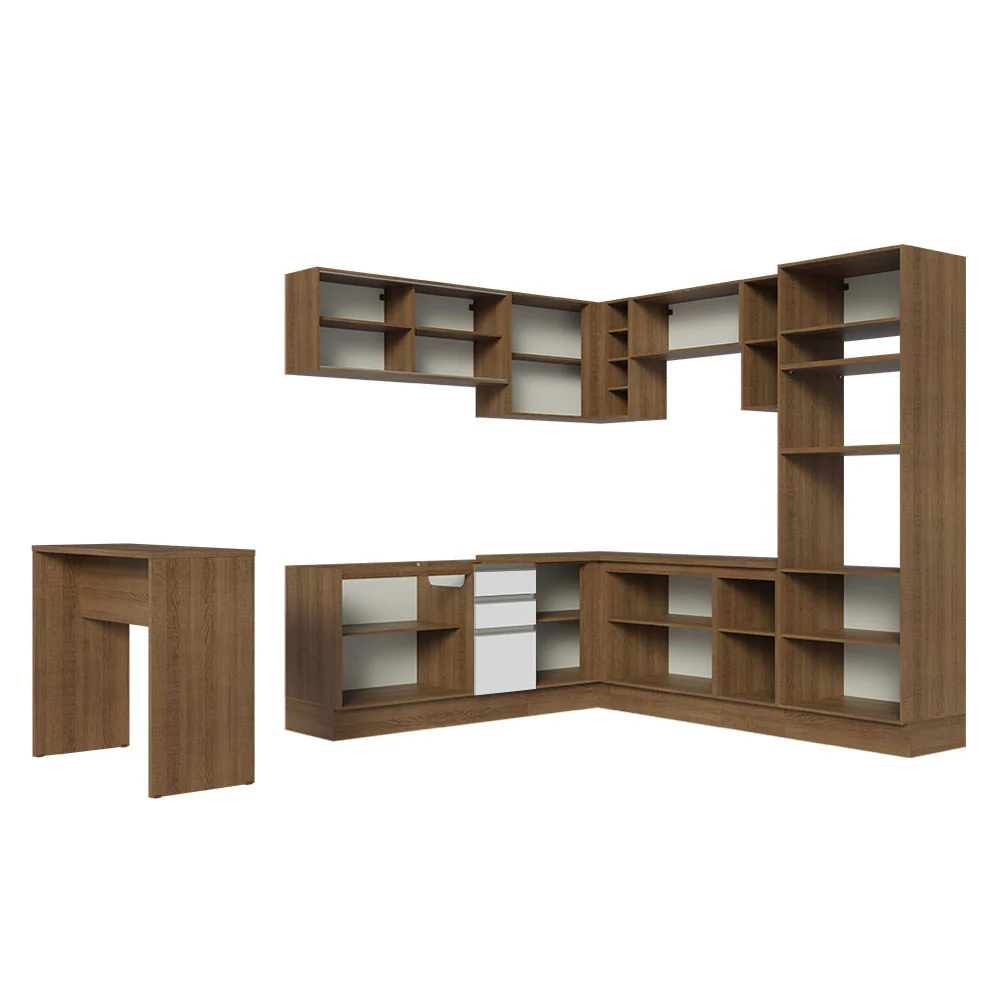 Armário de Cozinha Completa de Canto 504cm Rustic/Branco Glamy Madesa 01 - Image 12