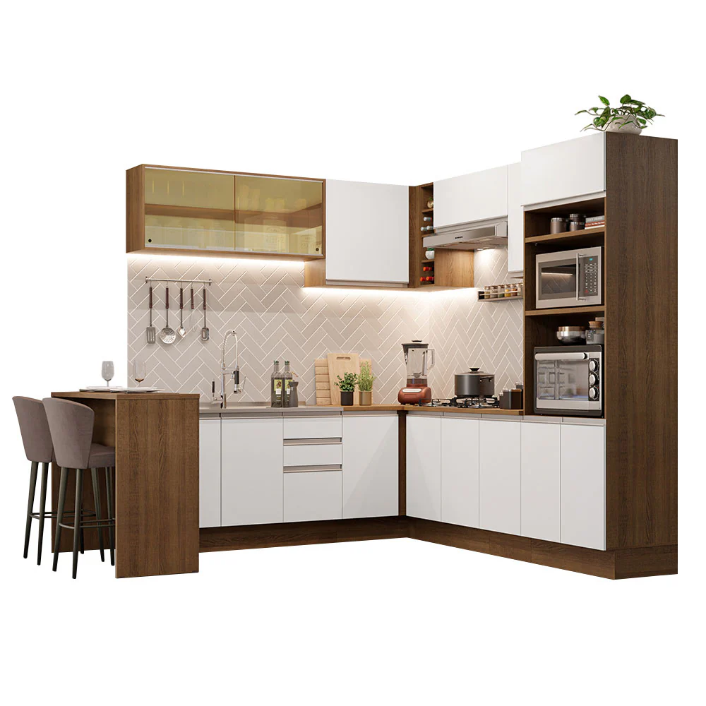 Armário de Cozinha Completa de Canto 504cm Rustic/Branco Glamy Madesa 01 - Image 2