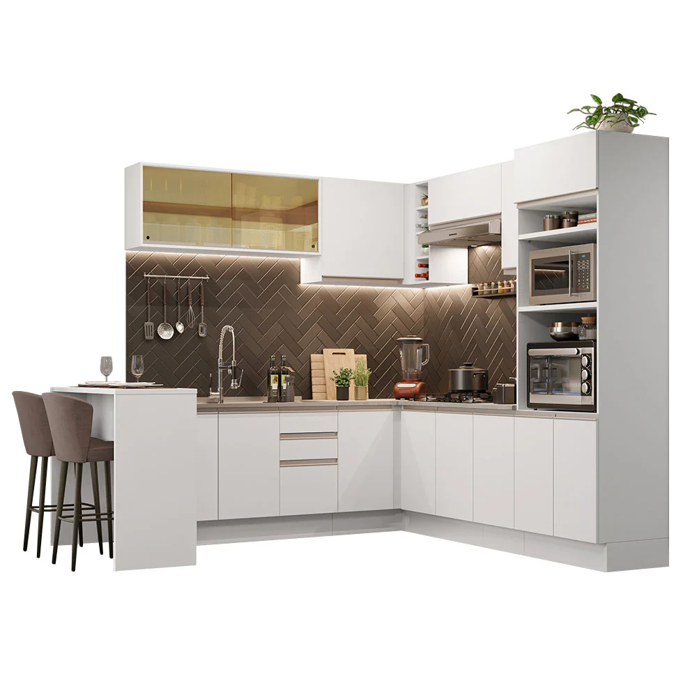 Armário de Cozinha Completa de Canto 504cm Branco Glamy Madesa 01 - Image 2