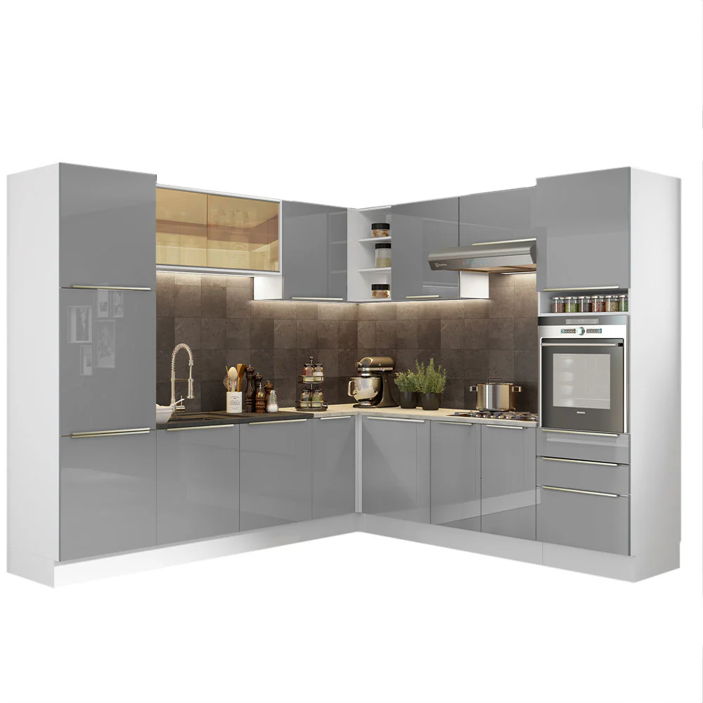 Armário de Cozinha Completa de Canto 546 x 60 cm Branco/Cinza Lux Madesa 03 - Image 2