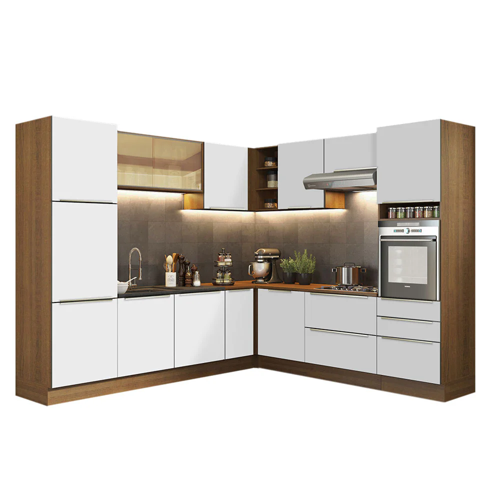 Armário de Cozinha Completa de Canto 546 x 60 cm Rustic/Branco Veludo Lux Madesa 01 - Image 2